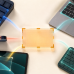 Unbranded computer, phone, and tablet controls surround a central glowing screenshot selection frame