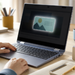 A person prepares to capture a selected region on an unbranded convertible laptop