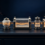 A light pulse accumulates delay while passing through five transparent timing chambers