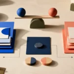 Two sets of decision cards balanced side by side for a fair software comparison