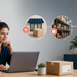 A store owner coordinating an order that moves from a supplier warehouse to a customer